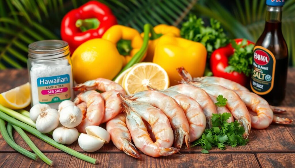 Hawaiian Garlic Shrimp Ingredients