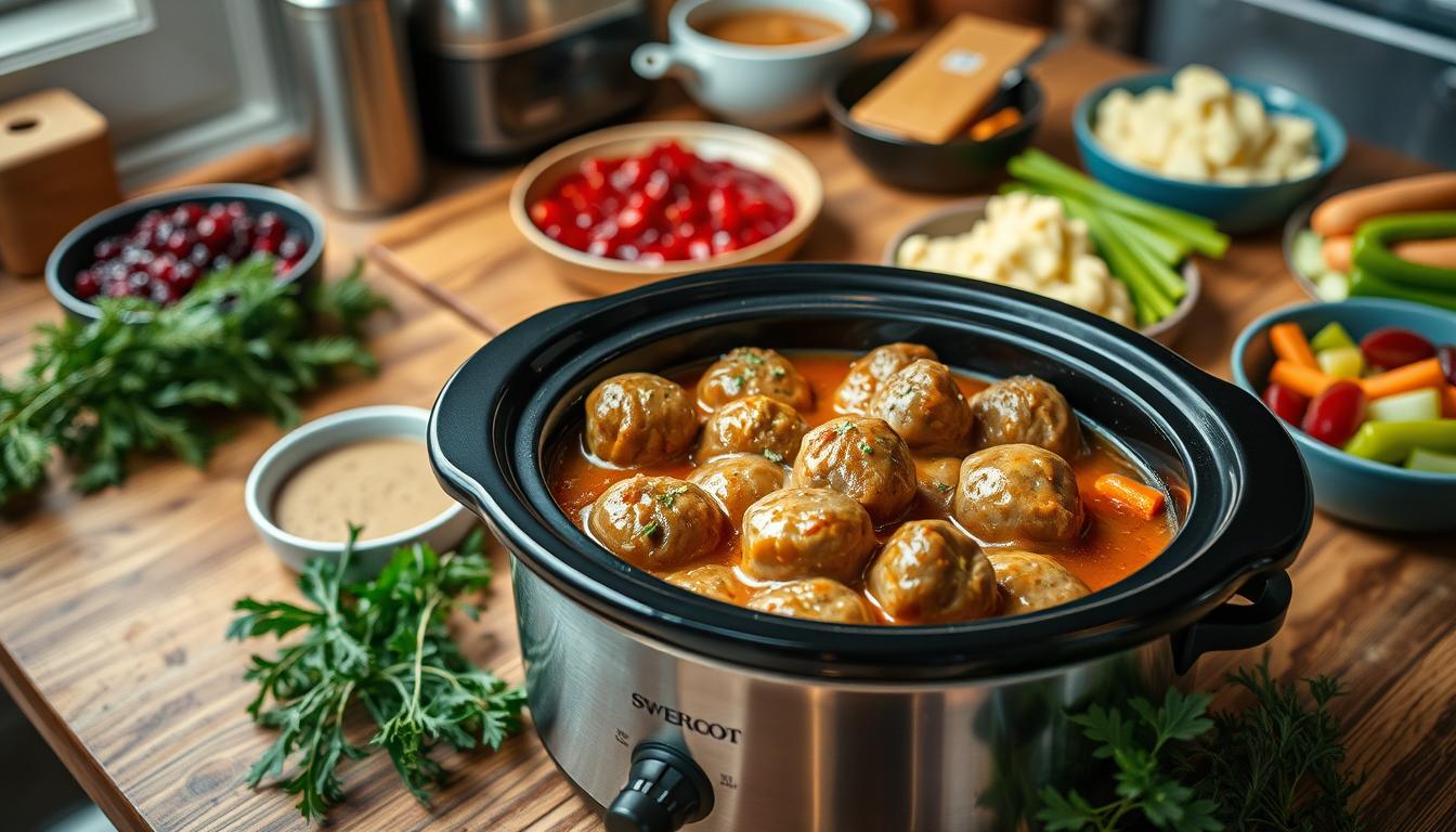 Swedish meatballs crockpot recipe, what to serve with Swedish meatballs