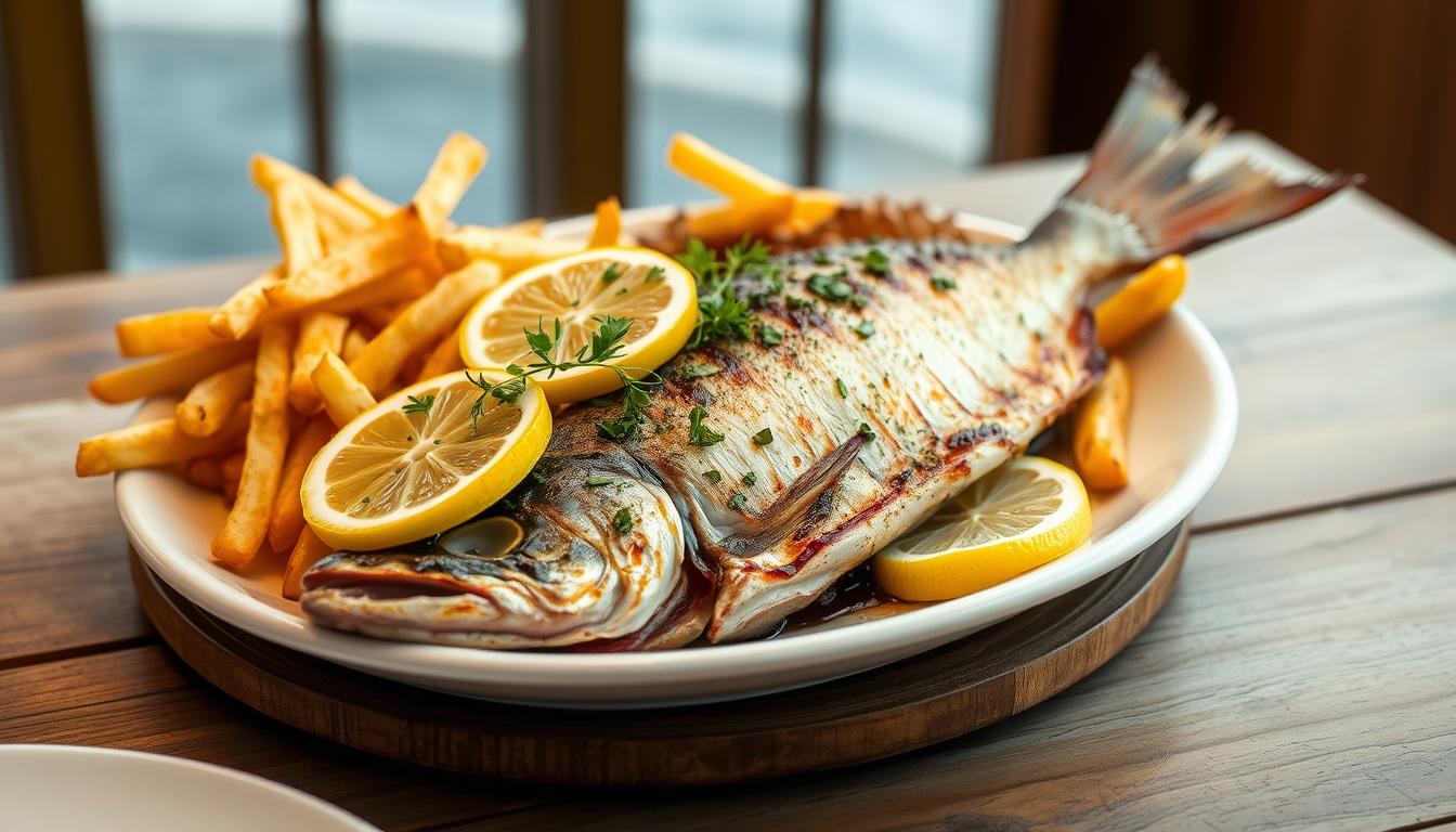 Grilled Fish with Crispy Fries