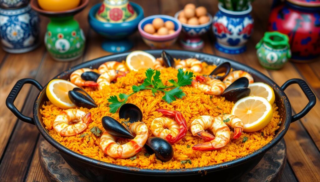 paella de mariscos, paella rice type, paella spices